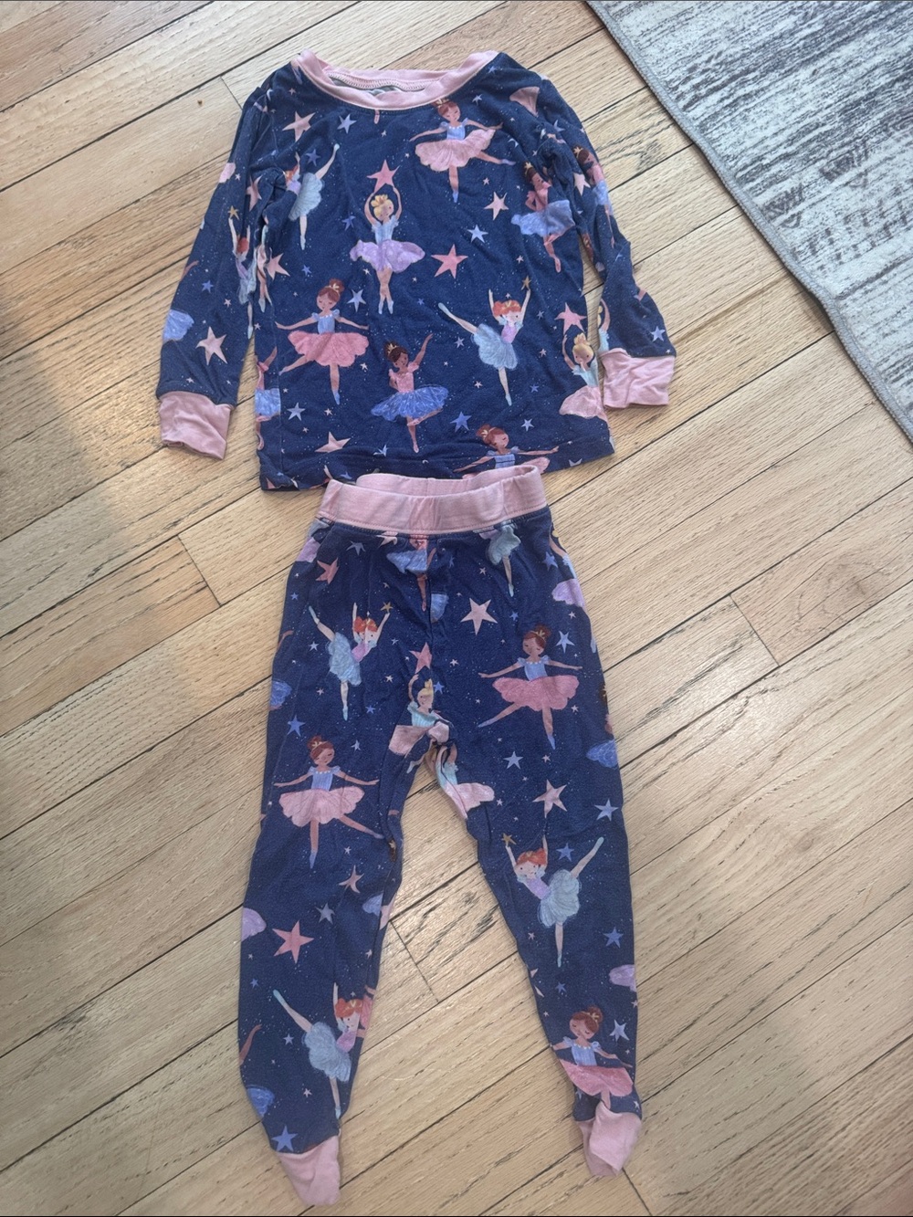 Little Sleepies Navy and Pink Ballerina Pajama Set
